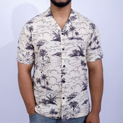 Relaxed Fit Linen All-Over Print Short Sleeve Shirt for Men | Giovane Clothing