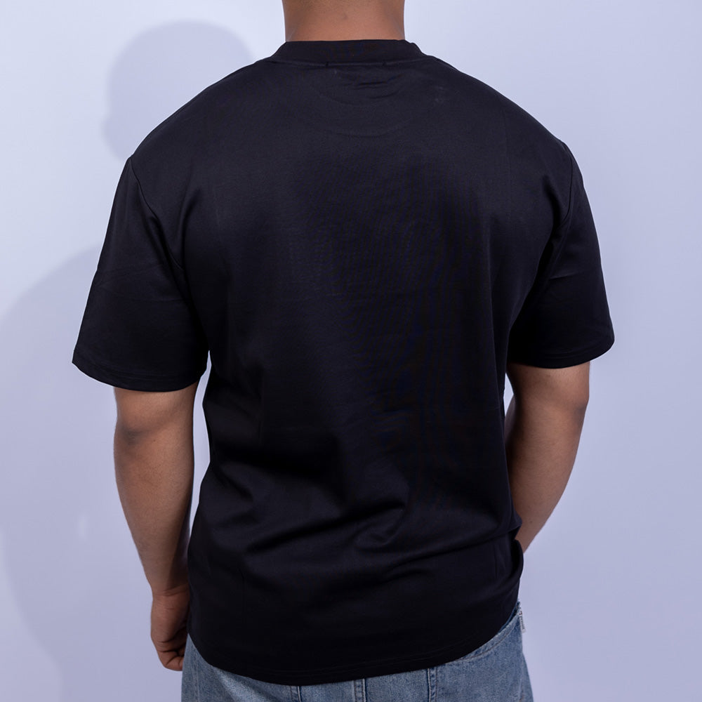 تيشيرت قطن أوفرسايز بطباعة نص أمامية للرجال | Giovane Clothing