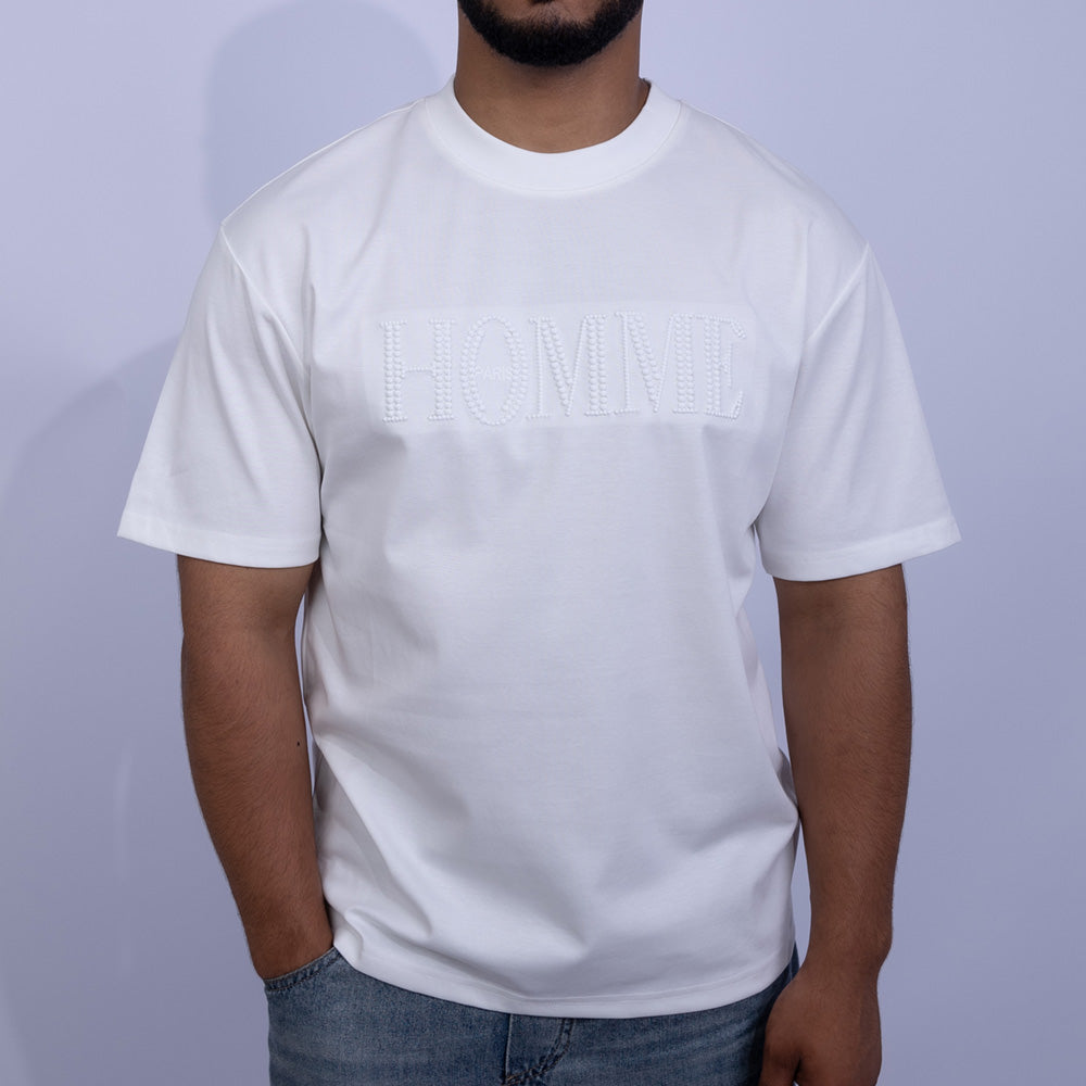 تيشيرت قطن أوفرسايز بطباعة نص أمامية للرجال | Giovane Clothing