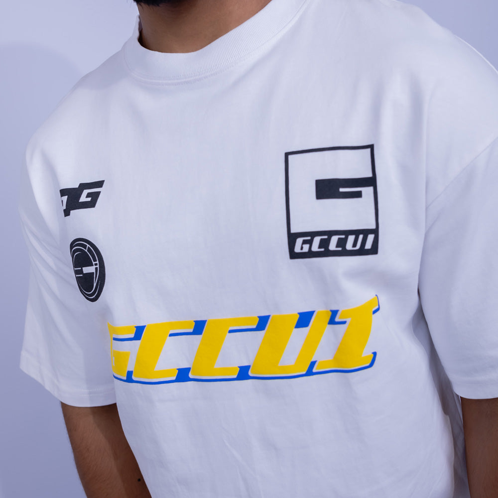 Oversized Cotton Racing Graphic Print T-Shirt for Men | Giovane Clothing