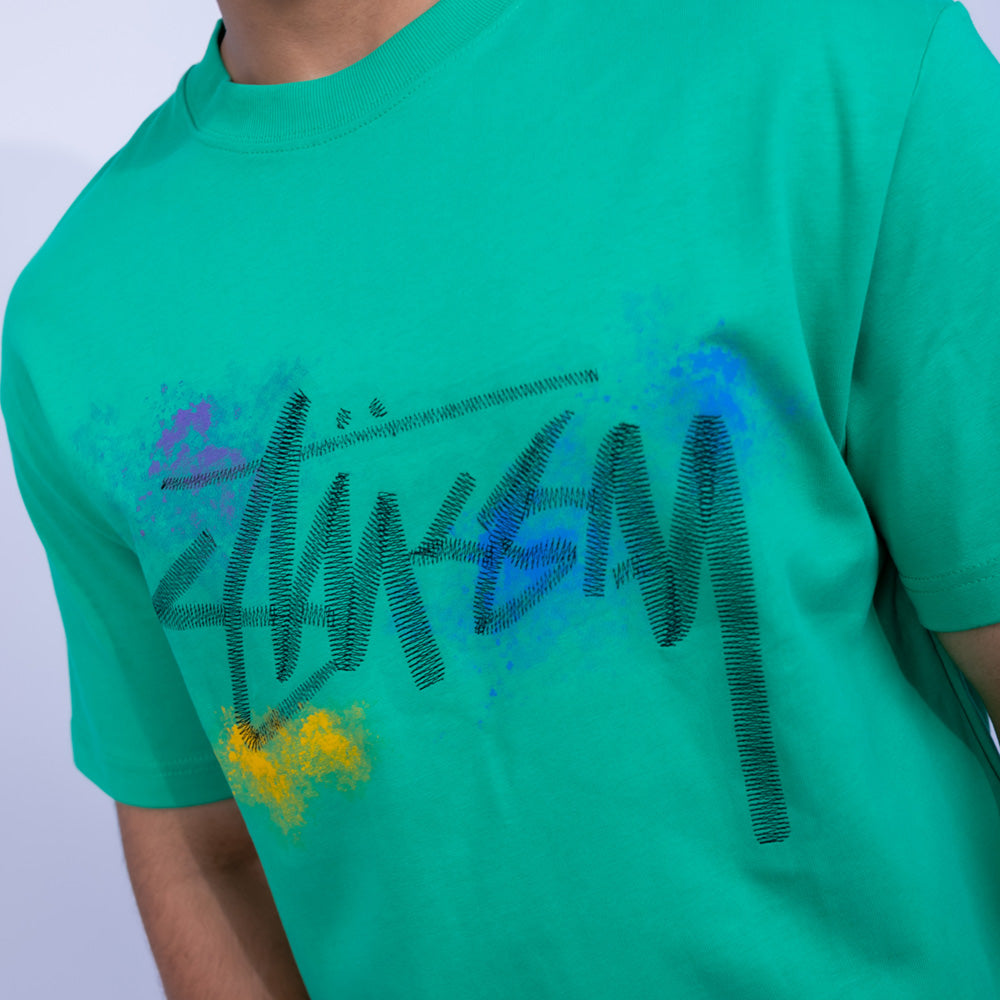 Oversized Cotton Graffiti Script Graphic T-Shirt for Men | Giovane Clothing
