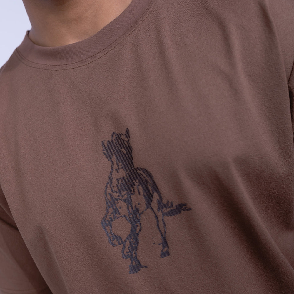 تيشيرت قطن ريلاكسد فيت بطباعة جرافيك أمامية للرجال | Giovane Clothing