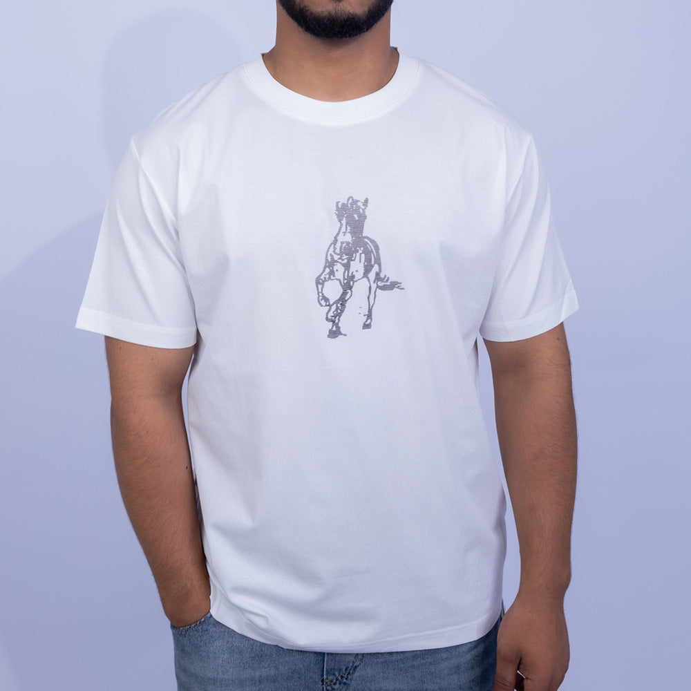 تيشيرت قطن ريلاكسد فيت بطباعة جرافيك أمامية للرجال | Giovane Clothing