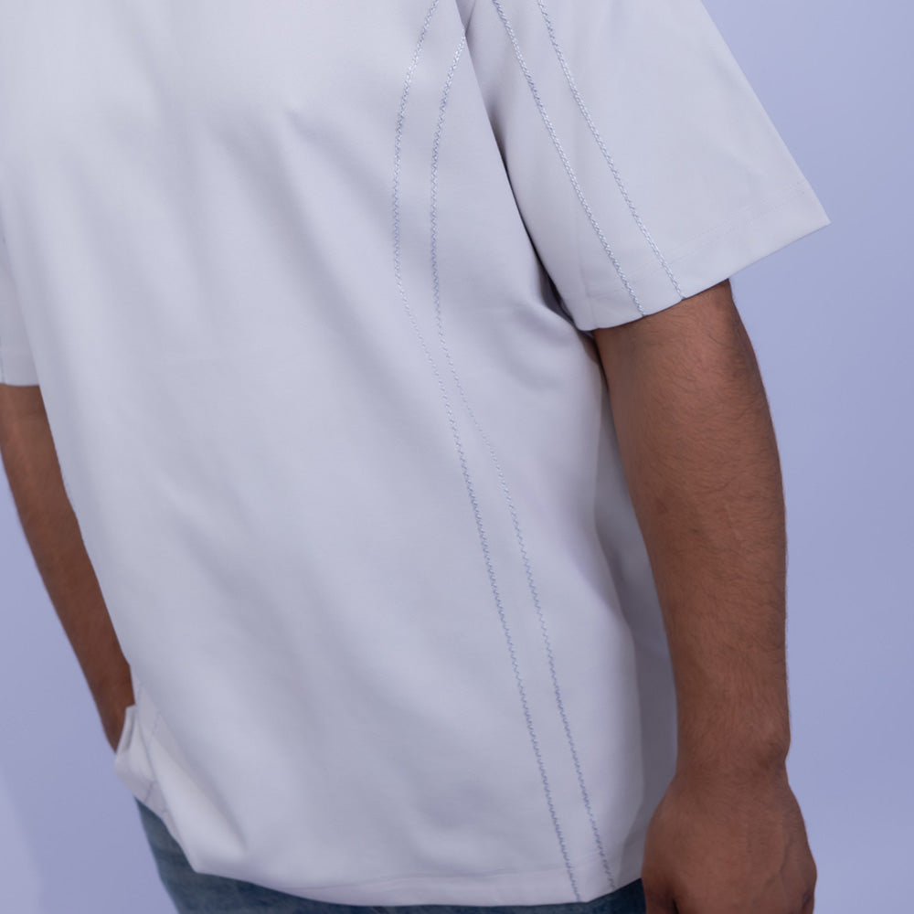 تيشيرت قطن أوفرسايز بغرزة كونتراست للرجال | Giovane Clothing