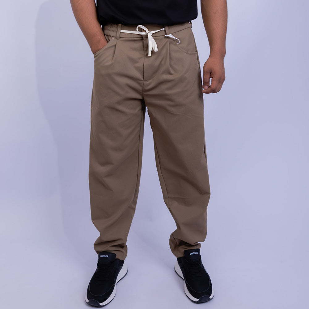 بنطلون قطن ريلاكسد فيت بخيط سحب للرجال | Giovane Clothing
