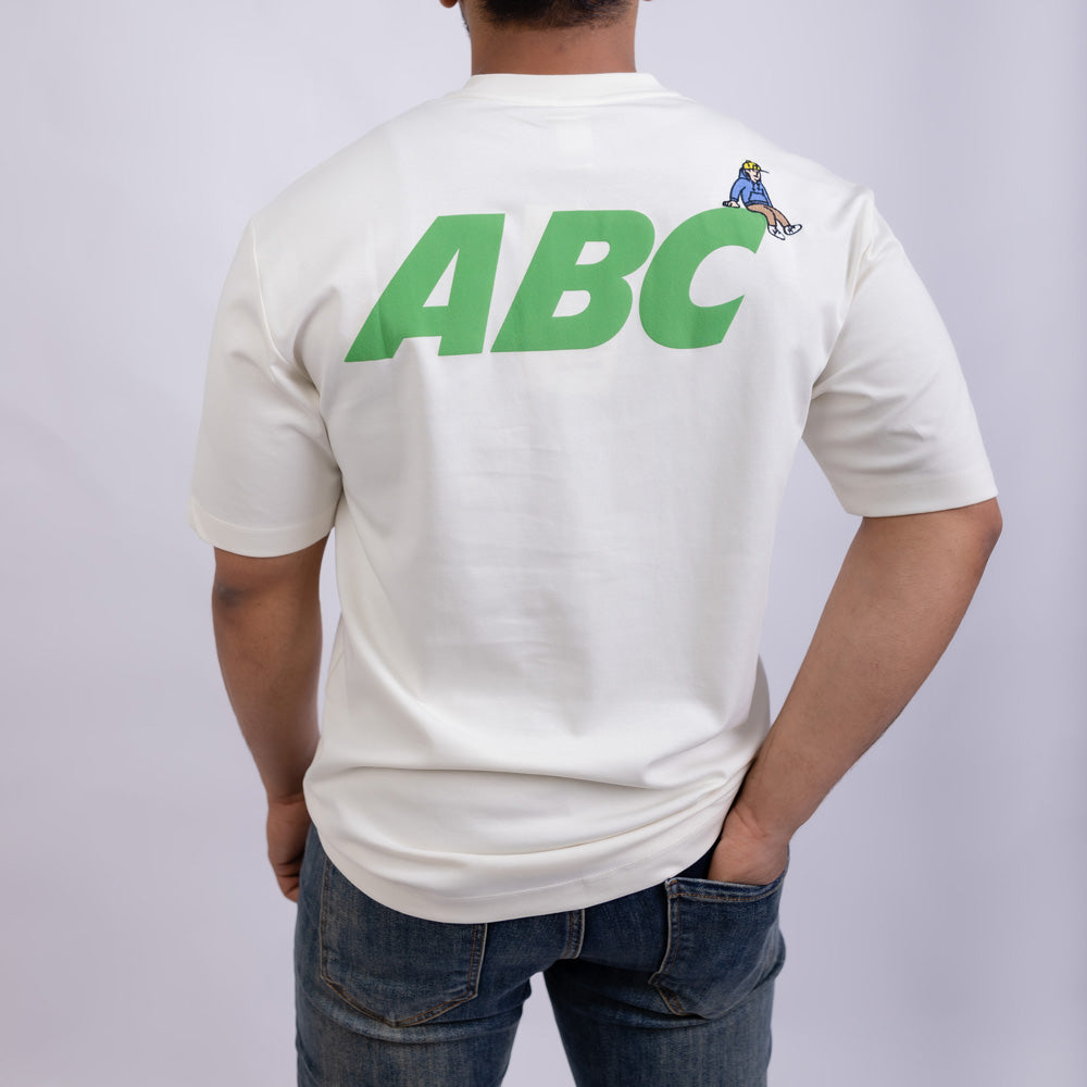 Relaxed Fit Men's Cotton Front & Back Graphic Print Round Neck T-Shirt