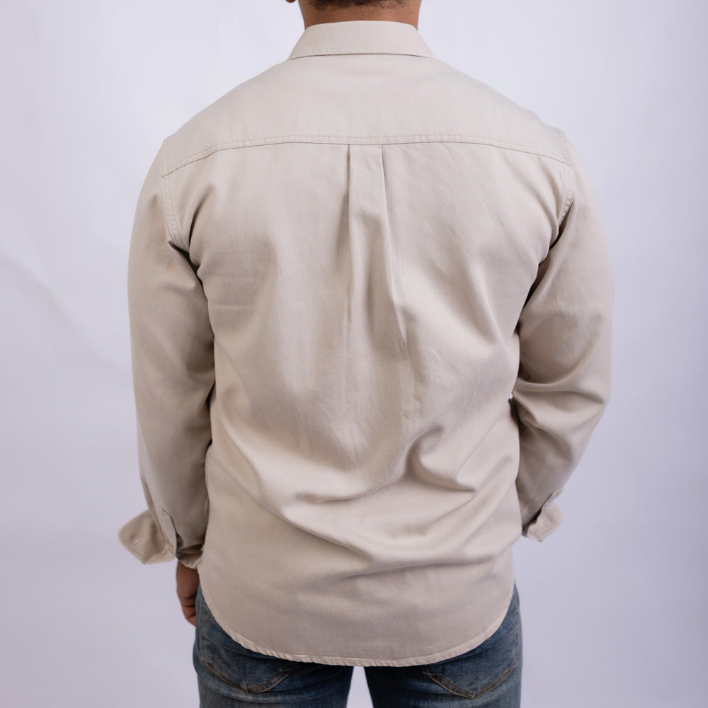 Relaxed Fit Gabardine Long Sleeve Shirt for Men