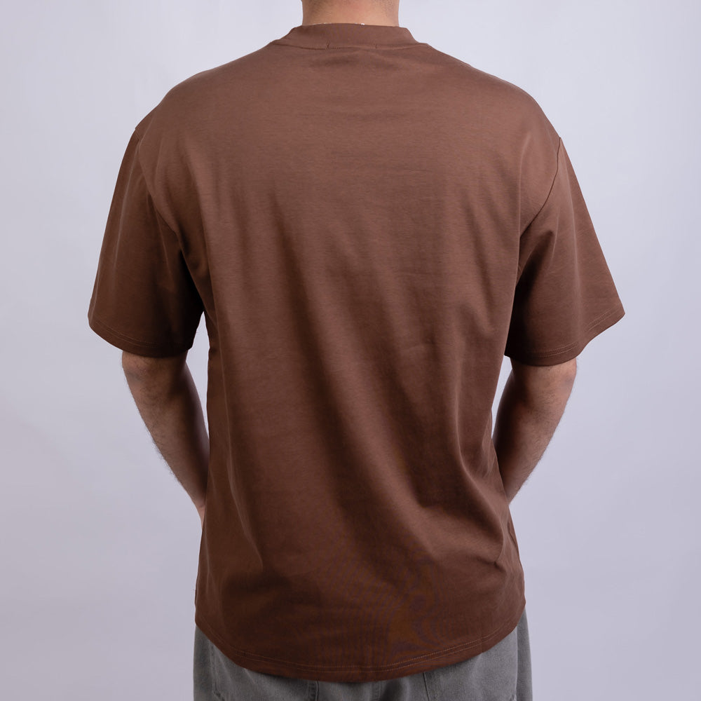 Relaxed Fit Men's Cotton Chest Embroidery Round Neck T-Shirt