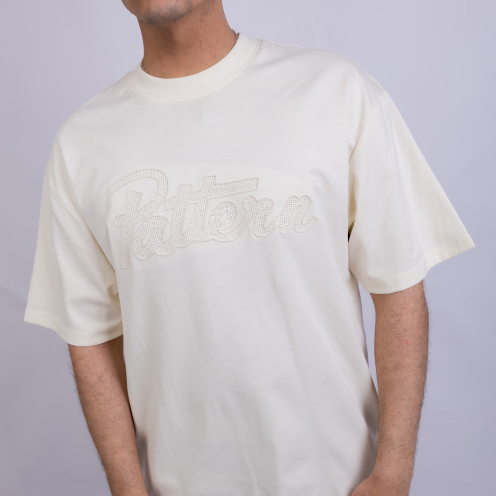 Relaxed Fit Men's Cotton Chest Embroidery Round Neck T-Shirt