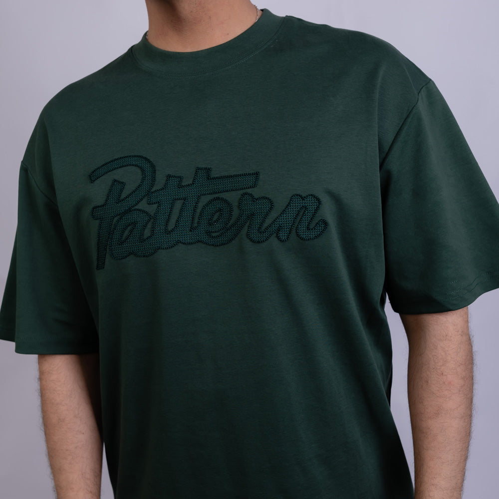 Relaxed Fit Men's Cotton Chest Embroidery Round Neck T-Shirt