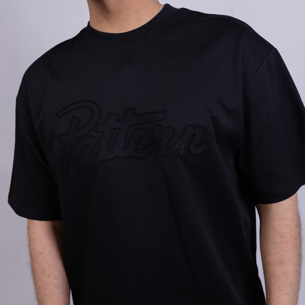Relaxed Fit Men's Cotton Chest Embroidery Round Neck T-Shirt
