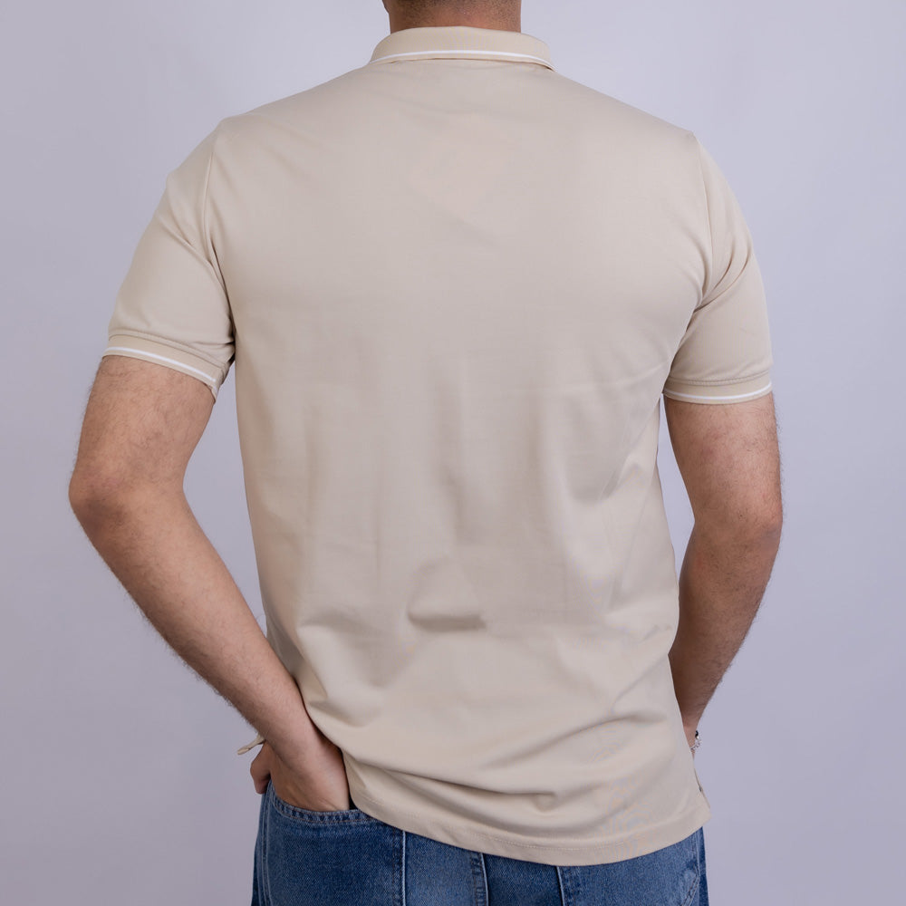 Slim Fit Men's Half-Zip Cotton Polo T-Shirt