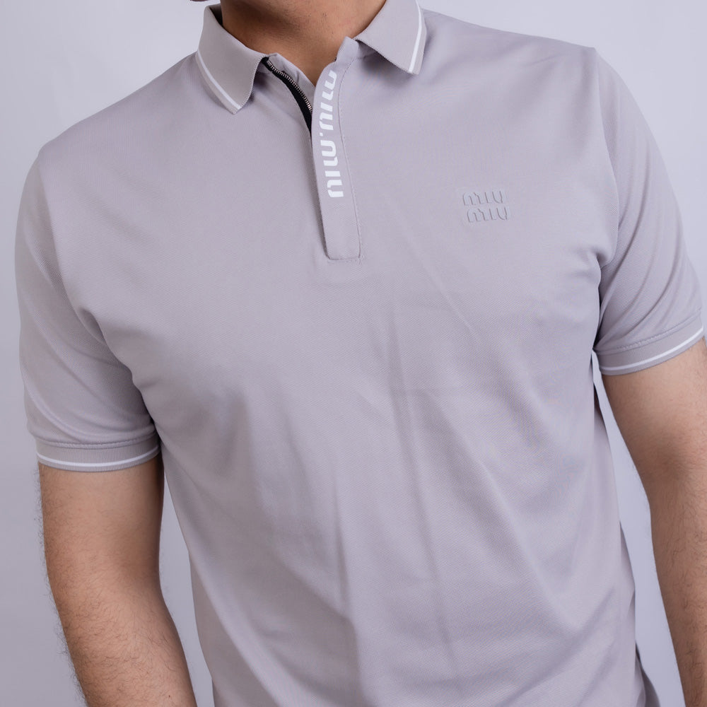 Slim Fit Men's Half-Zip Cotton Polo T-Shirt