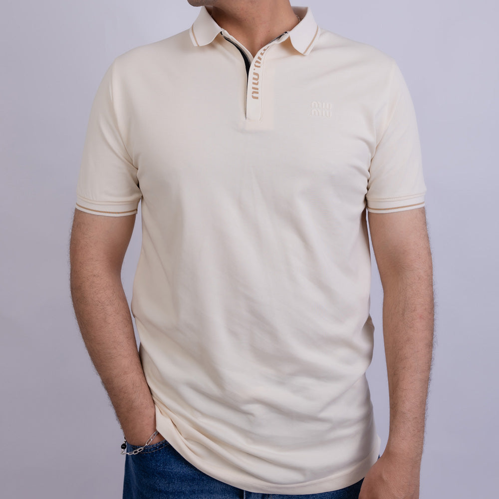 Slim Fit Men's Half-Zip Cotton Polo T-Shirt