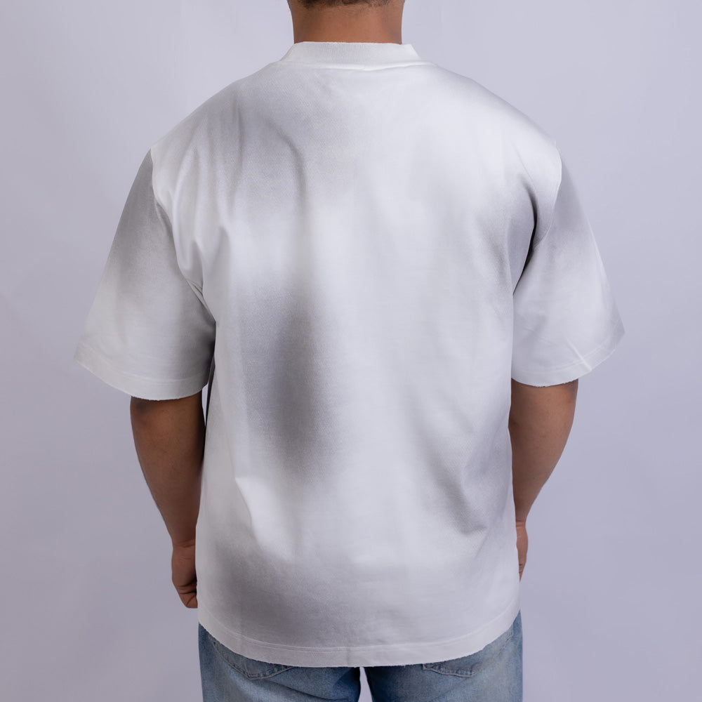 Oversized Men's Cotton Chest Graphic Print Round Neck T-Shirt