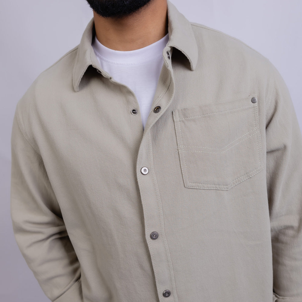 Relaxed Fit Cotton Long Sleeve Shirt for Men