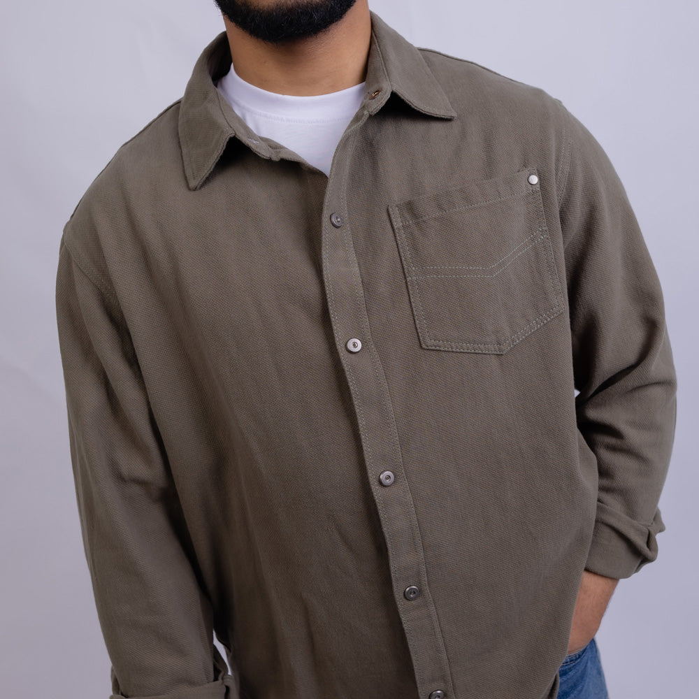 Relaxed Fit Cotton Long Sleeve Shirt for Men