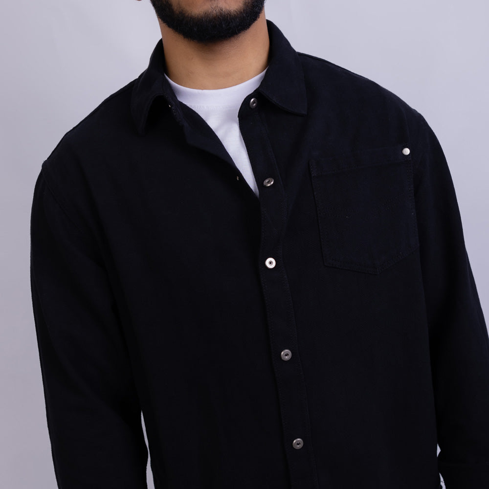 Relaxed Fit Cotton Long Sleeve Shirt for Men
