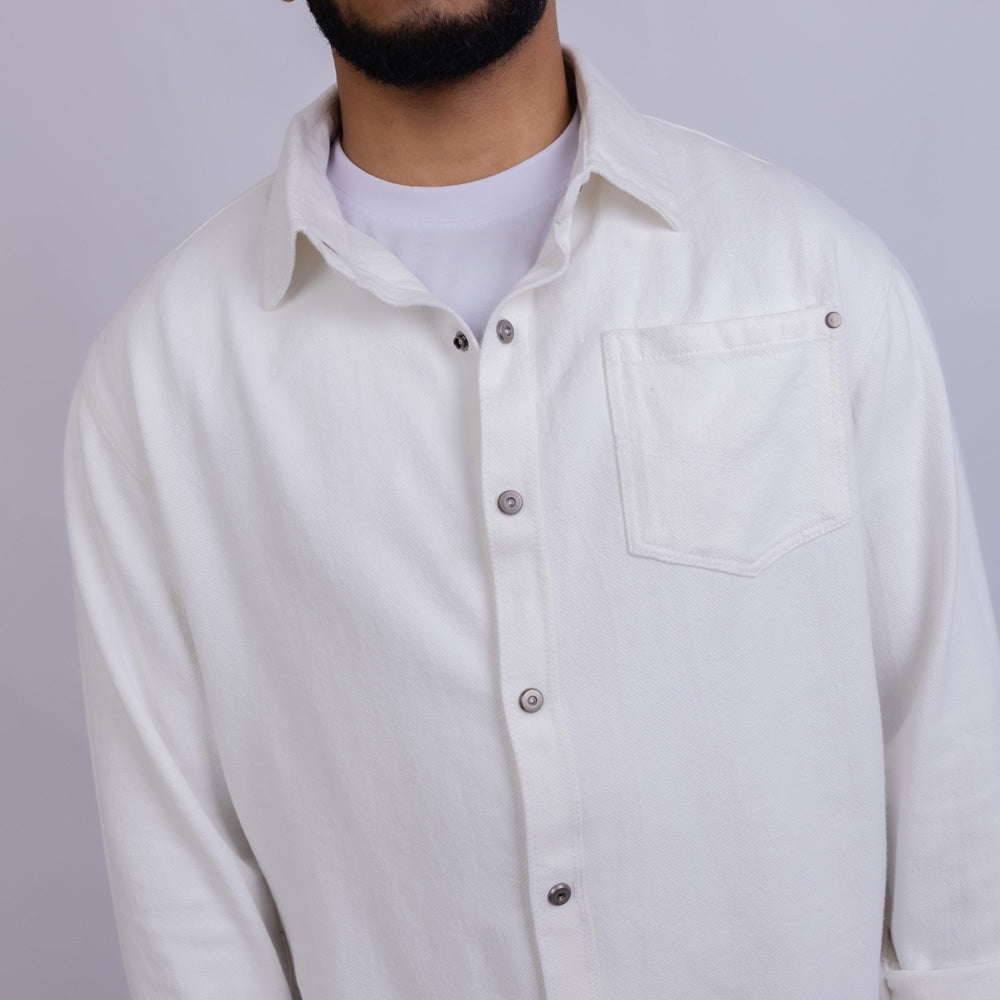 Relaxed Fit Cotton Long Sleeve Shirt for Men