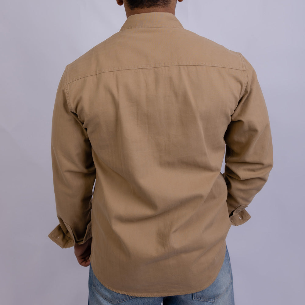 Relaxed Fit Gabardine Long Sleeve Shirt for Men