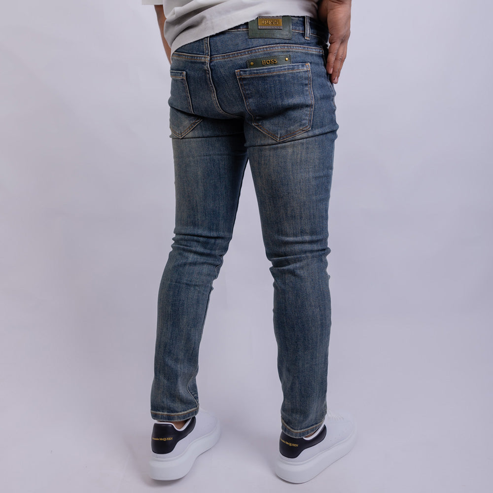 Slim Fit Vintage Wash Denim Jeans - BOSS