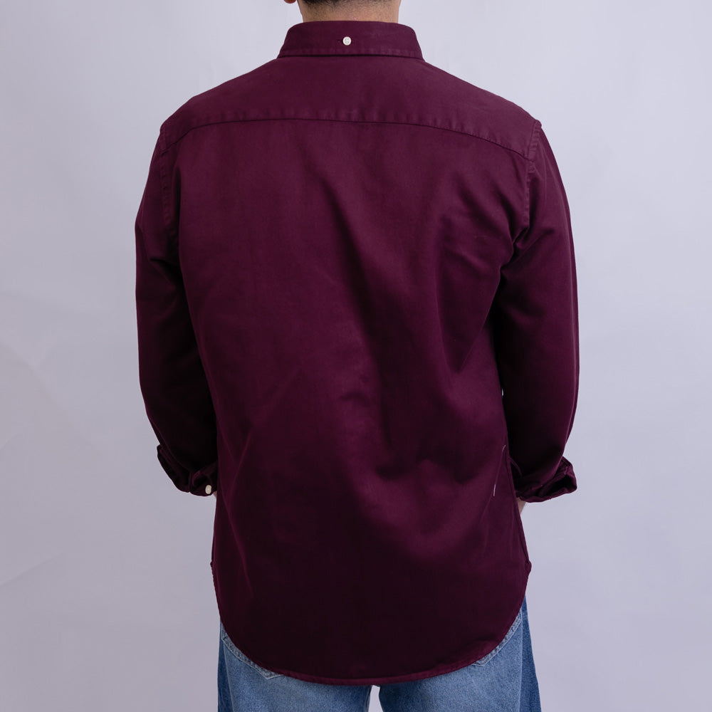Slim Fit Gabardine Long Sleeve Shirt for Men