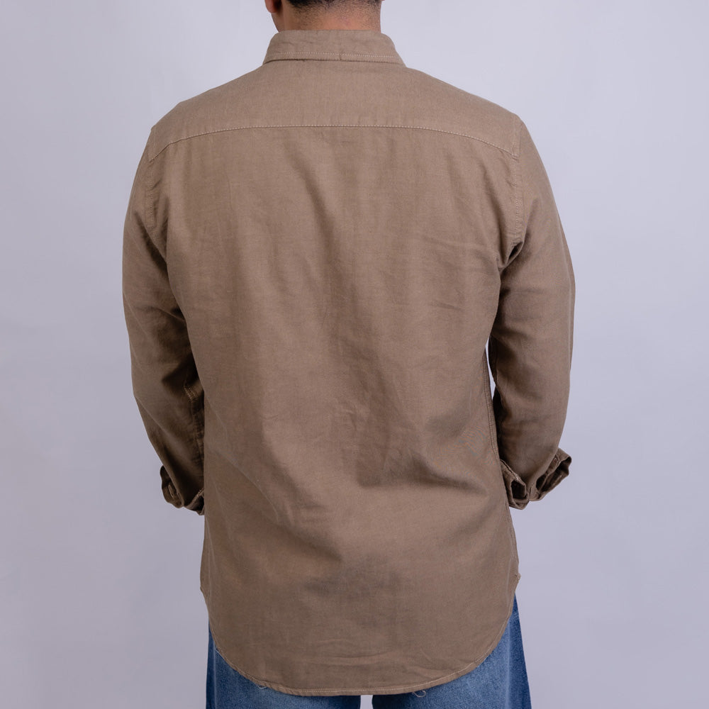 Slim Fit Gabardine Long Sleeve Shirt for Men