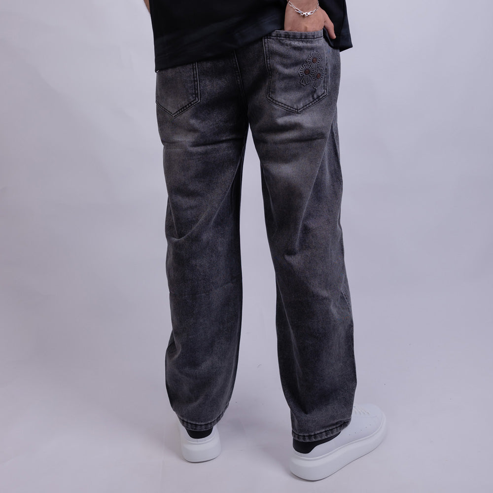 Wide Leg Relaxed Fit Denim Jeans - V
