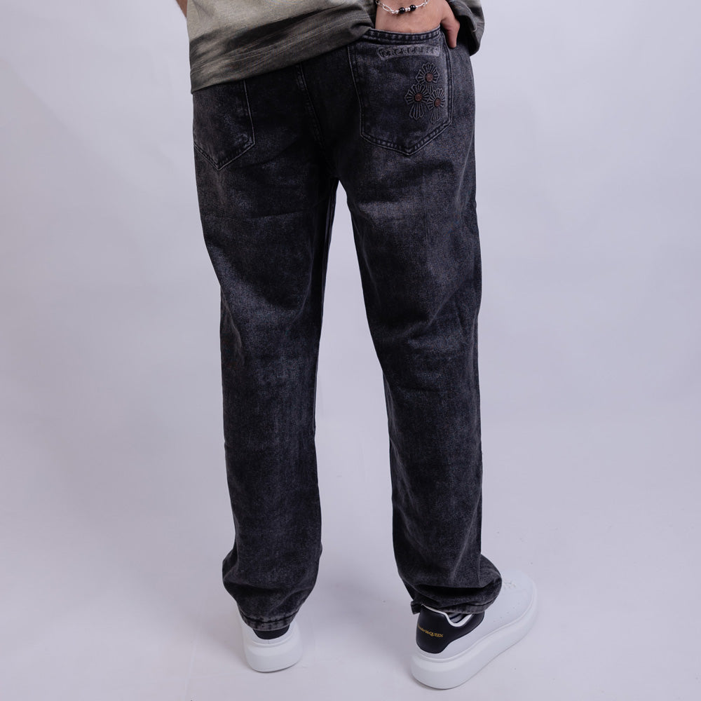 Wide Leg Relaxed Fit Denim Jeans - V
