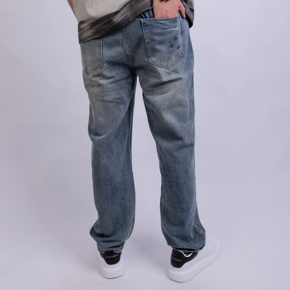 Wide Leg Relaxed Fit Denim Jeans - V