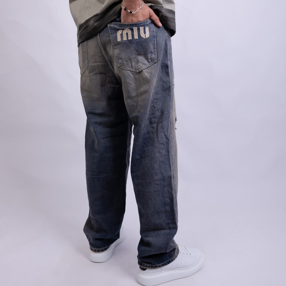 Wide Leg Denim Jeans - MIU