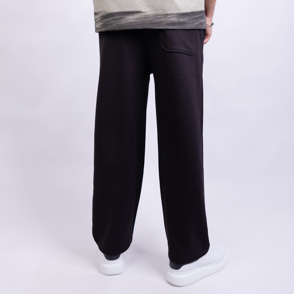 Wide Leg Relaxed Fleece Sweatpants - BLACKEYE
