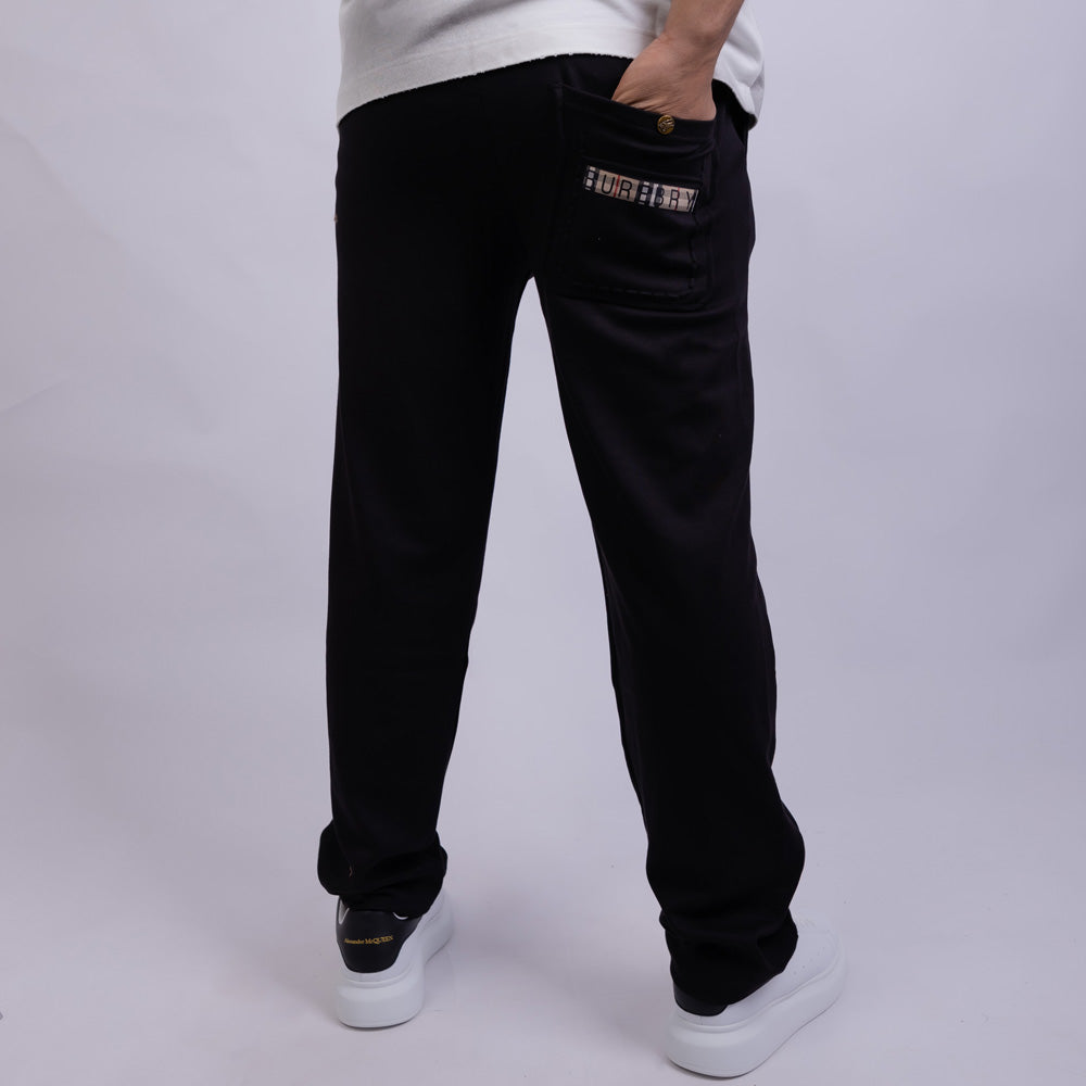 Wide Leg Cotton Sweatpants - B