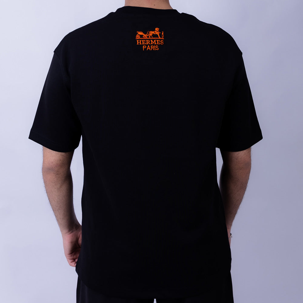 Loose Fit Men's Cotton Embroidered Patch Round Neck T-Shirt