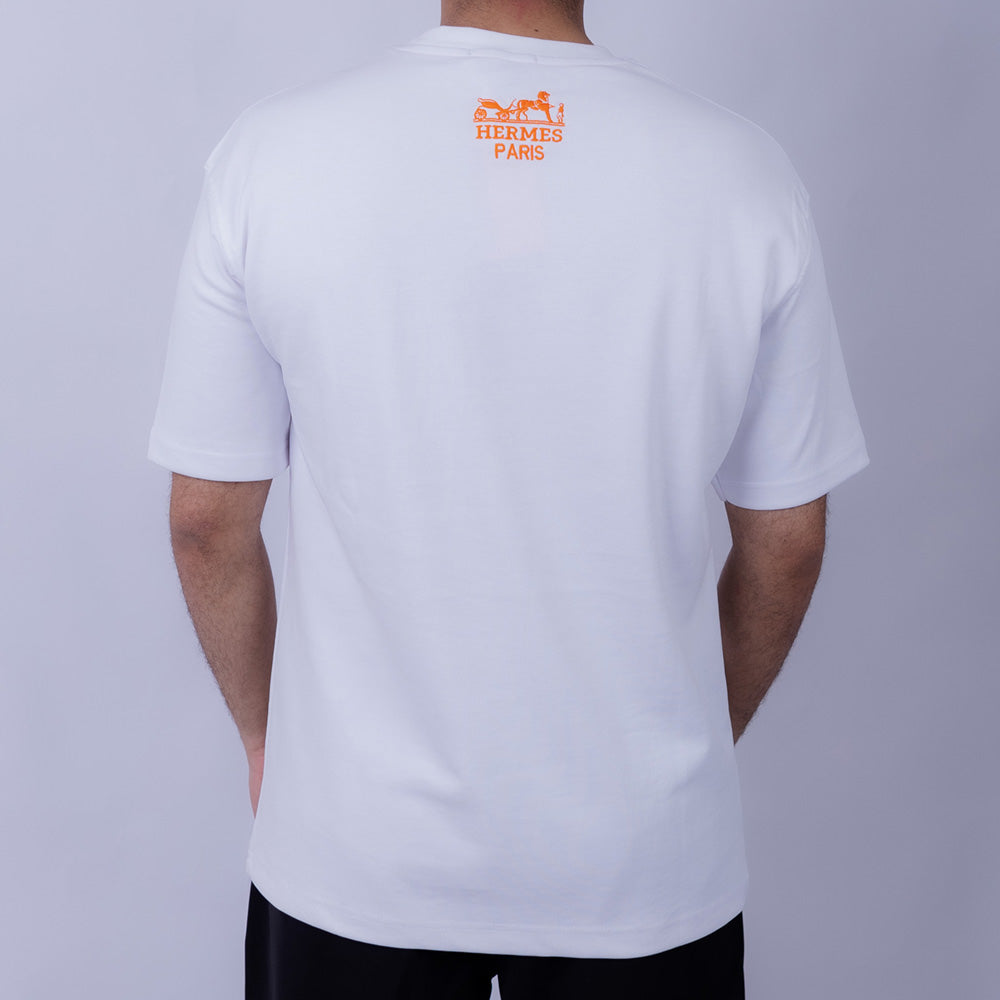 Loose Fit Men's Cotton Embroidered Patch Round Neck T-Shirt