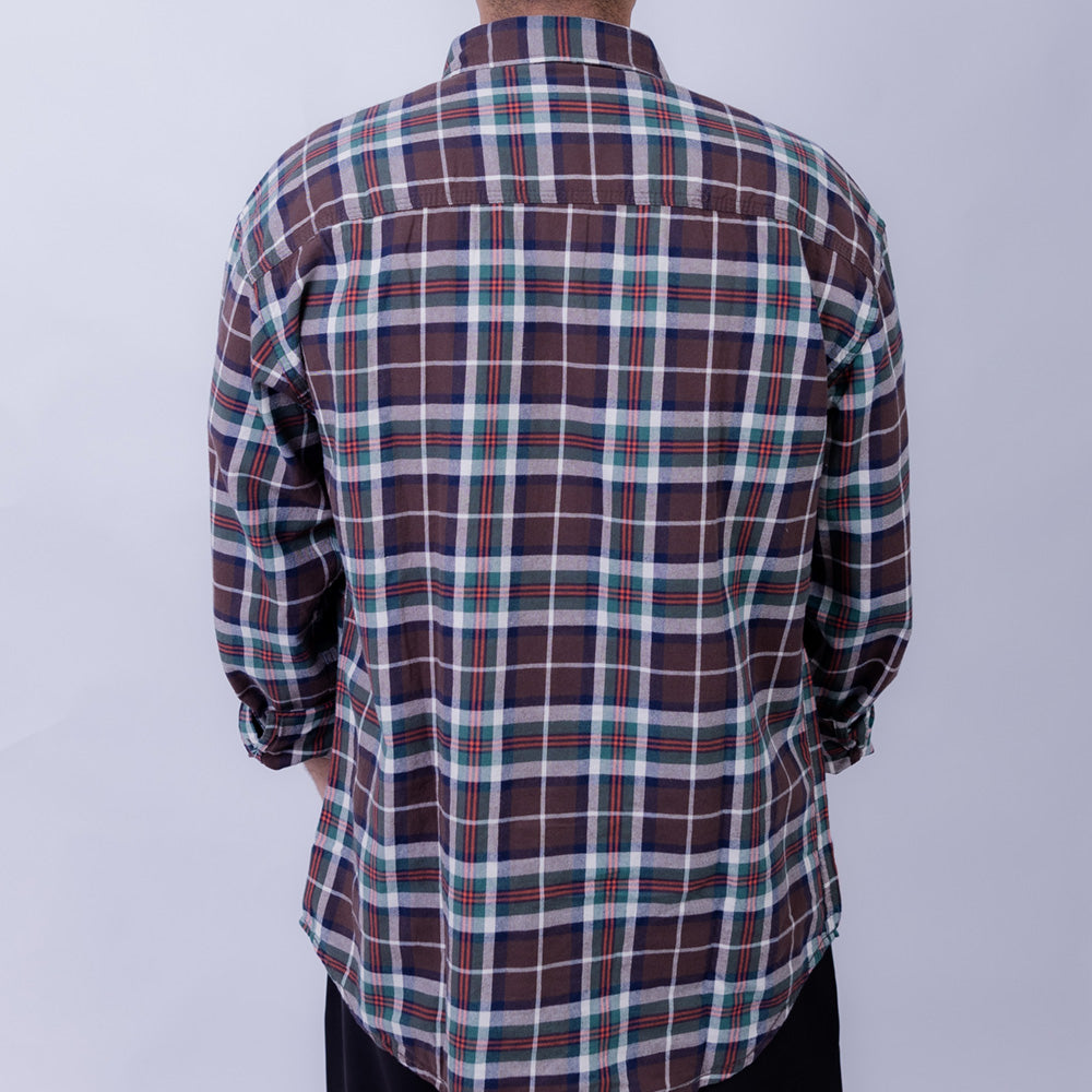 Relaxed Fit Flannel Long Sleeve Shirt for Men