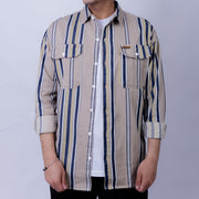 Relaxed Fit Cotton Long Sleeve Shirt for Men