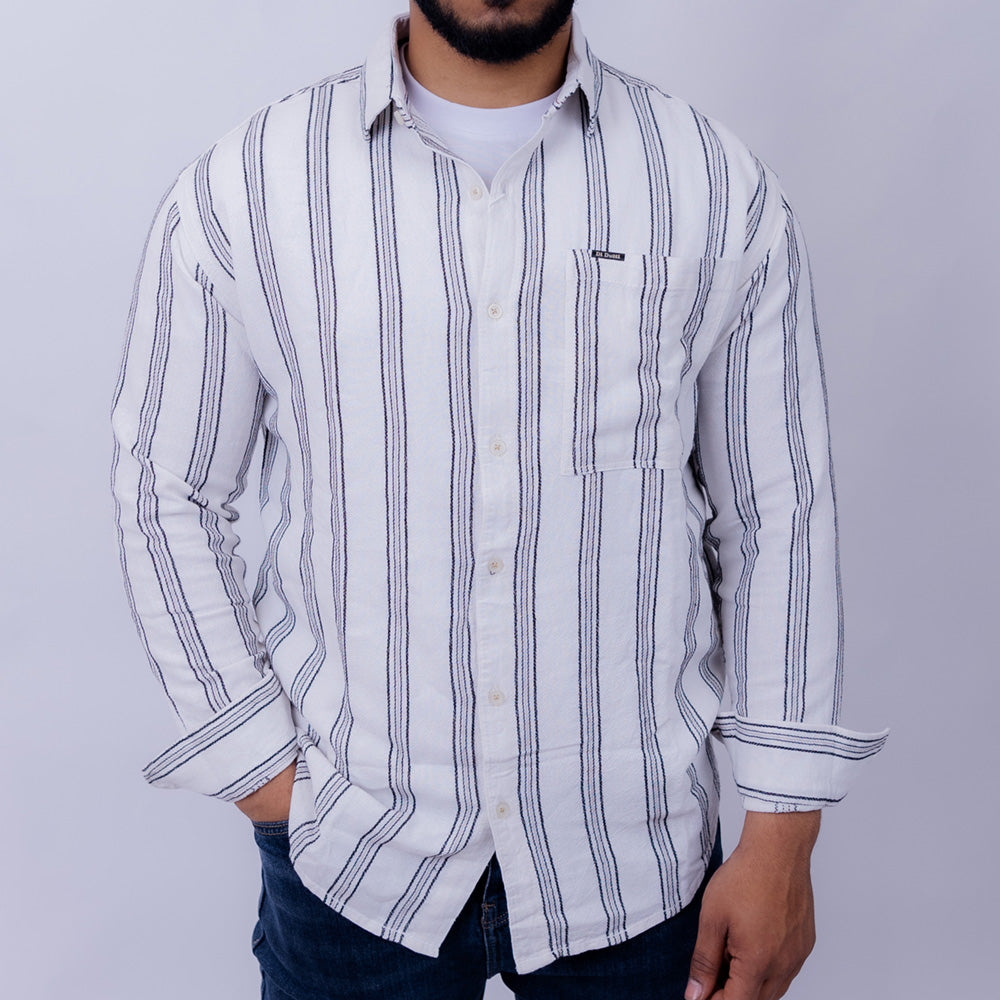 Relaxed Fit Cotton Long Sleeve Shirt for Men