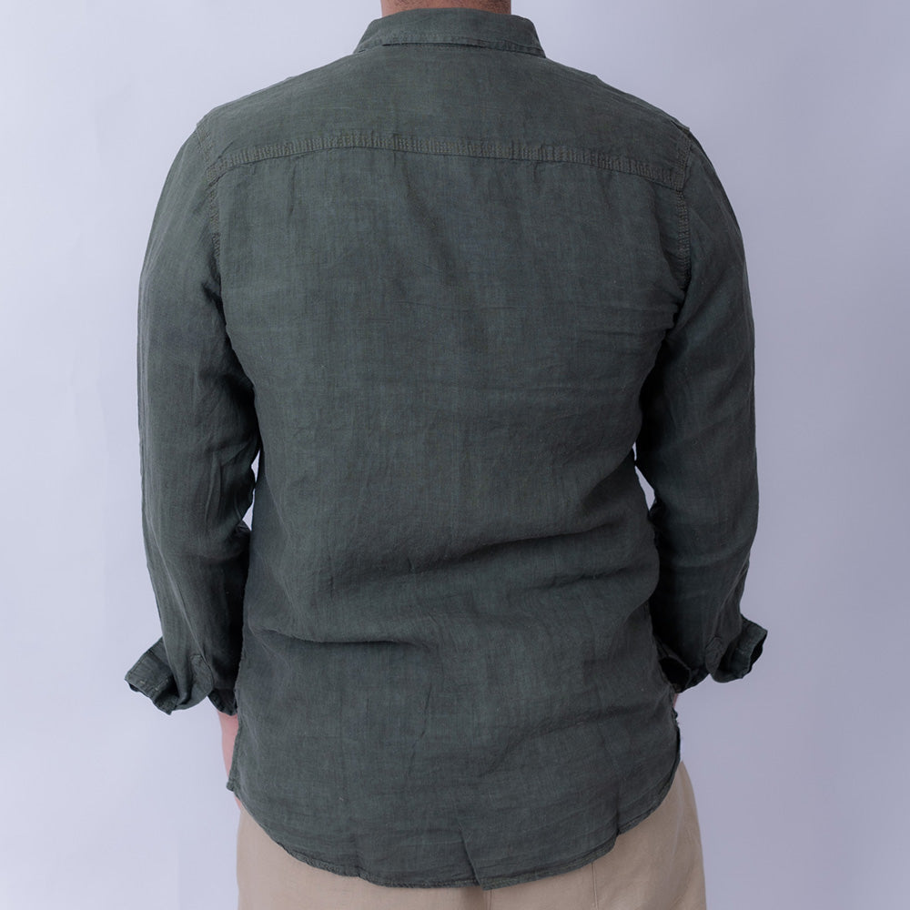 Relaxed Fit Linen Long Sleeve Shirt for Men