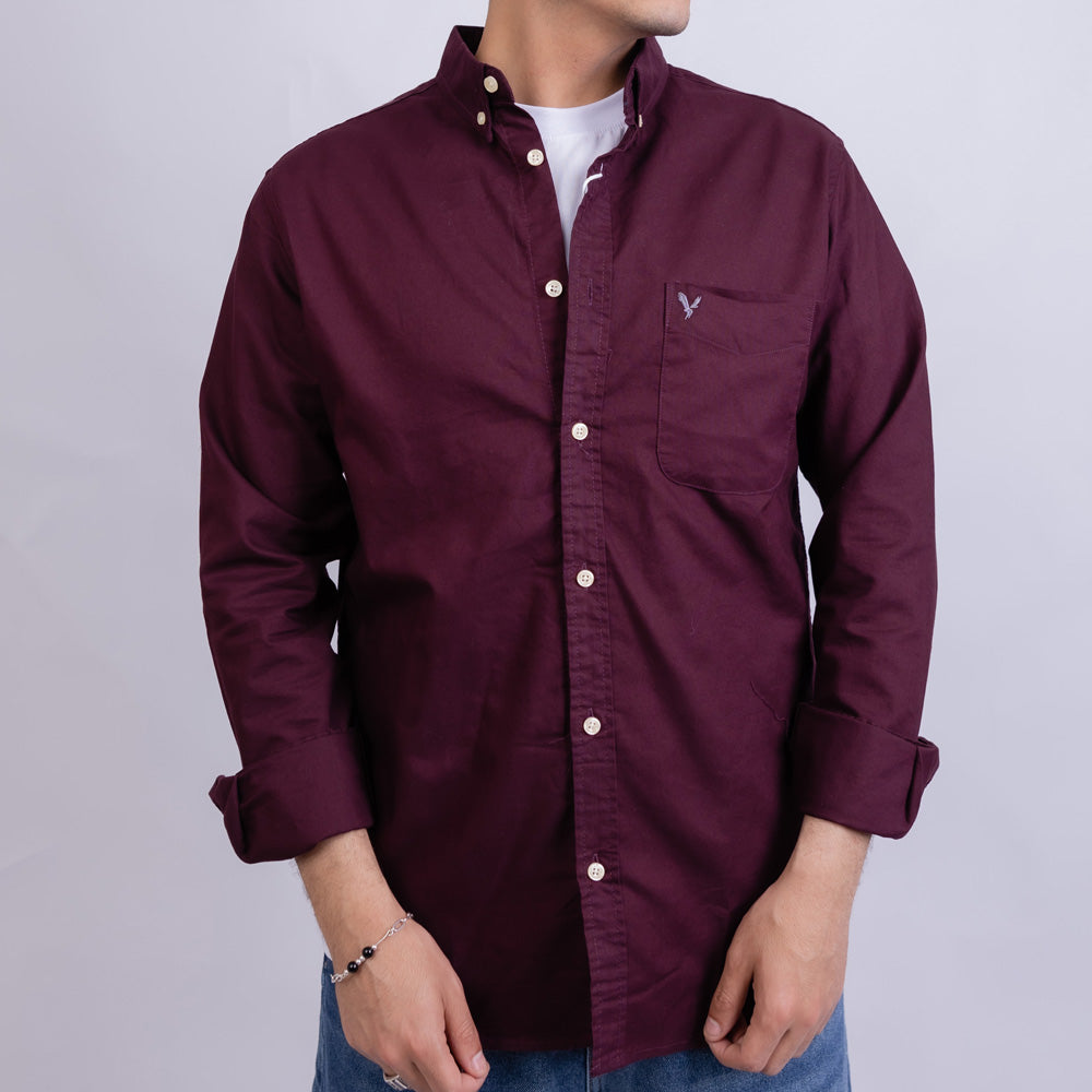 Regular Fit Oxford Long Sleeve Shirt for Men