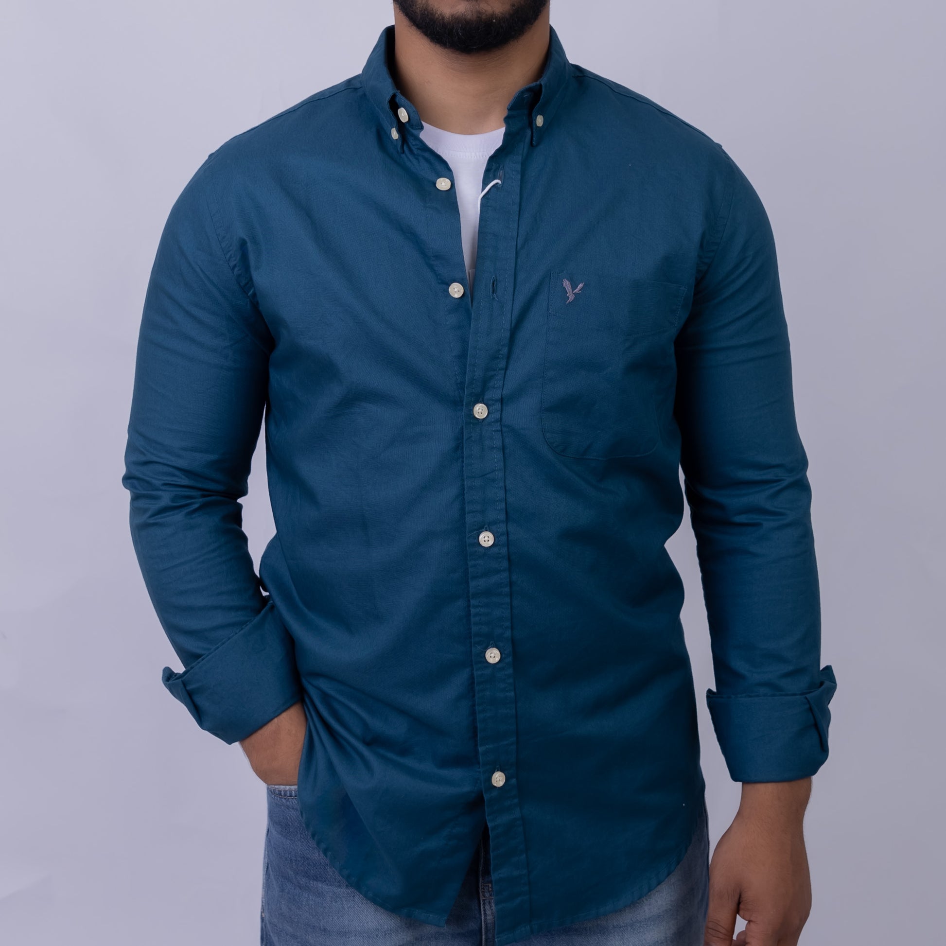 Regular Fit Oxford Long Sleeve Shirt for Men