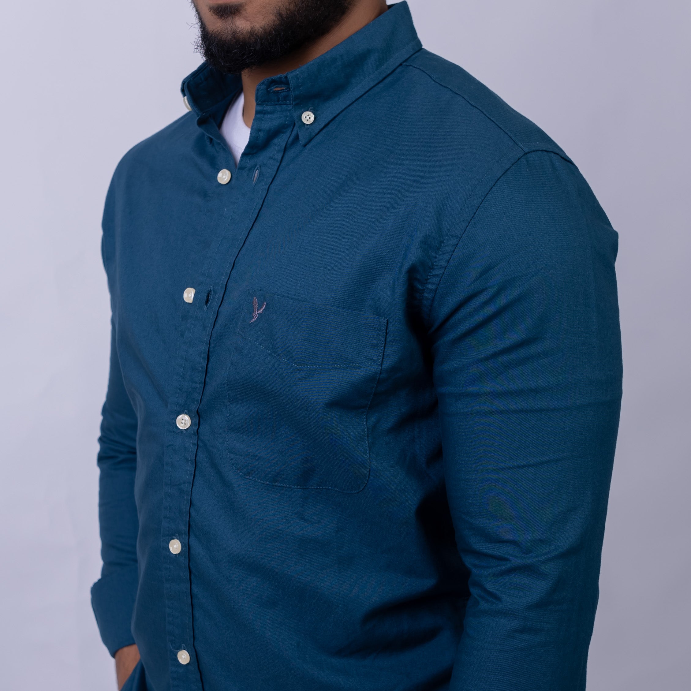Regular Fit Oxford Long Sleeve Shirt for Men
