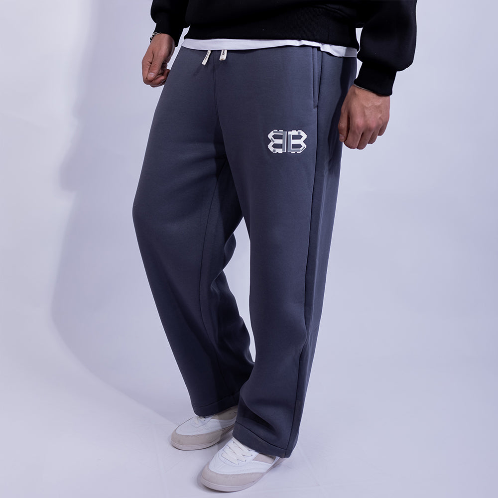 Wide Leg Relaxed Fleece Sweatpants - B