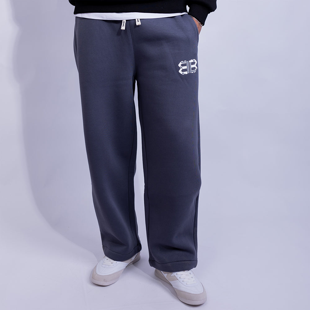 Wide Leg Relaxed Fleece Sweatpants - B