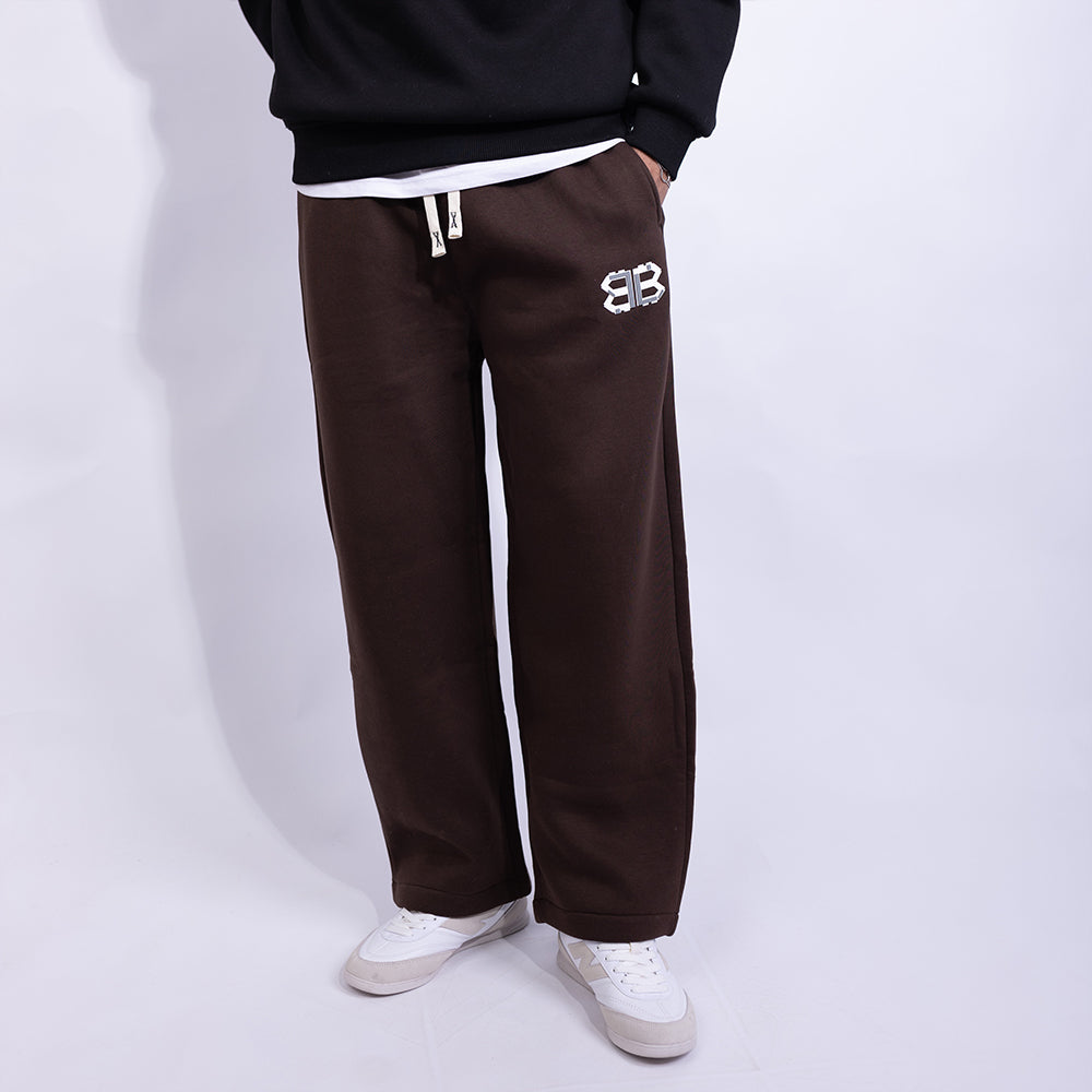 Wide Leg Relaxed Fleece Sweatpants - B