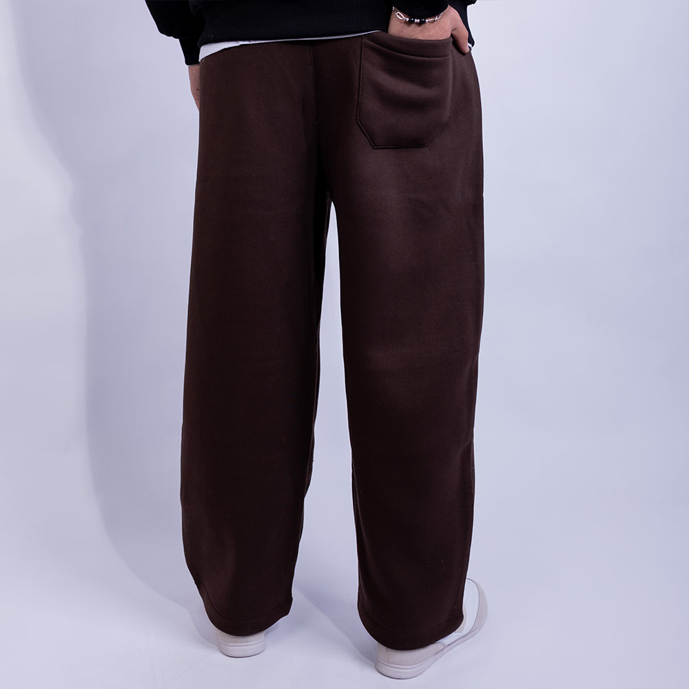 Wide Leg Relaxed Fleece Sweatpants - B