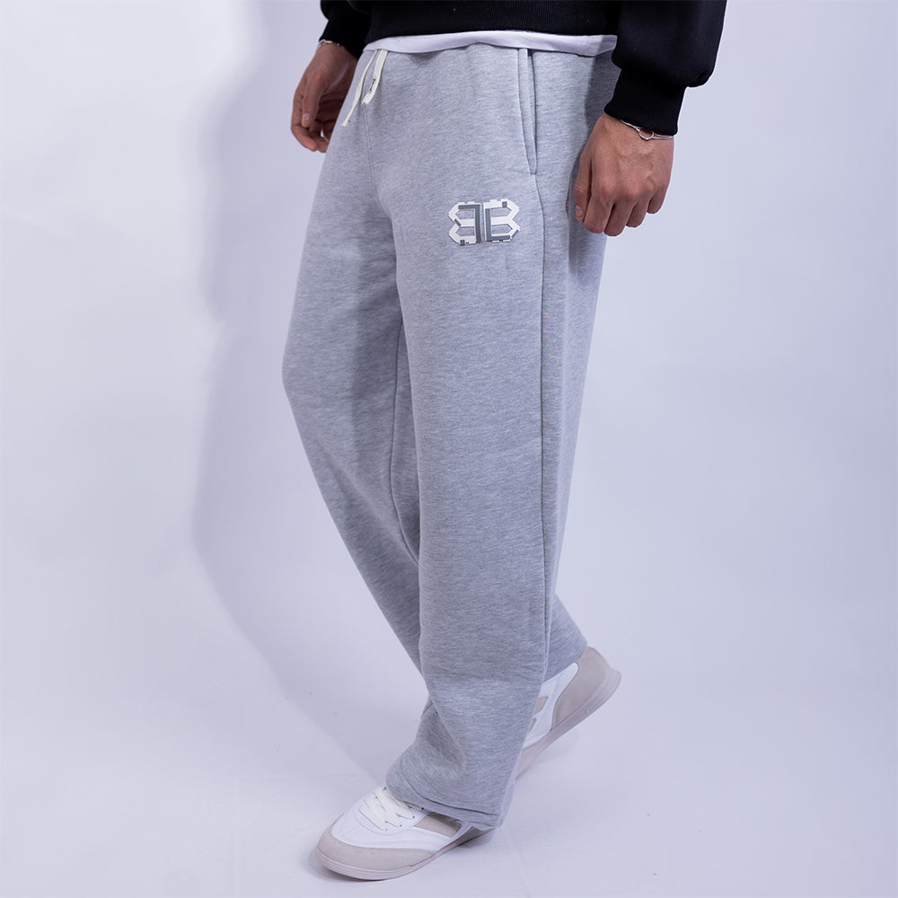 Wide Leg Relaxed Fleece Sweatpants - B