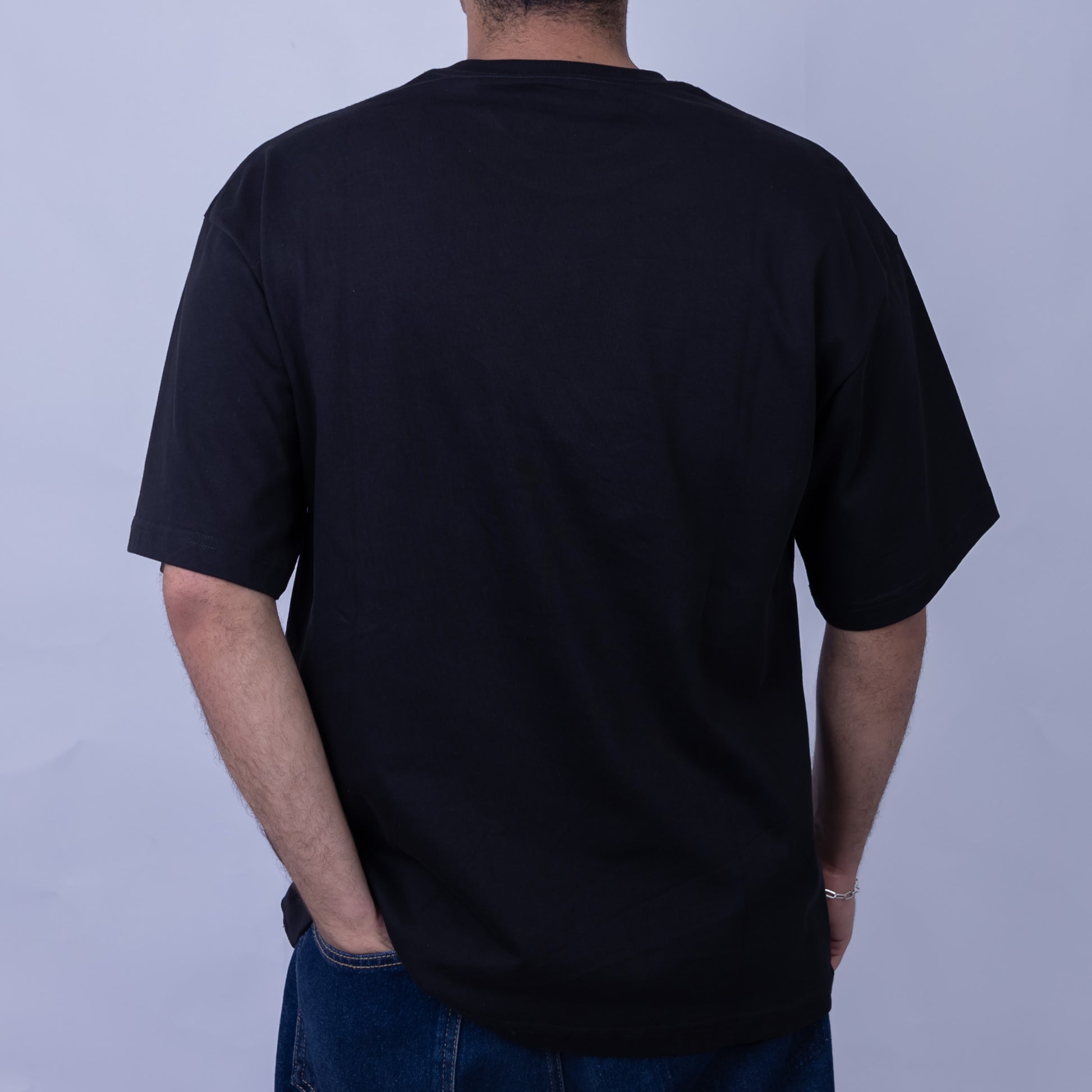 Oversized Men's Cotton Rubber Print Round Neck T-Shirt
