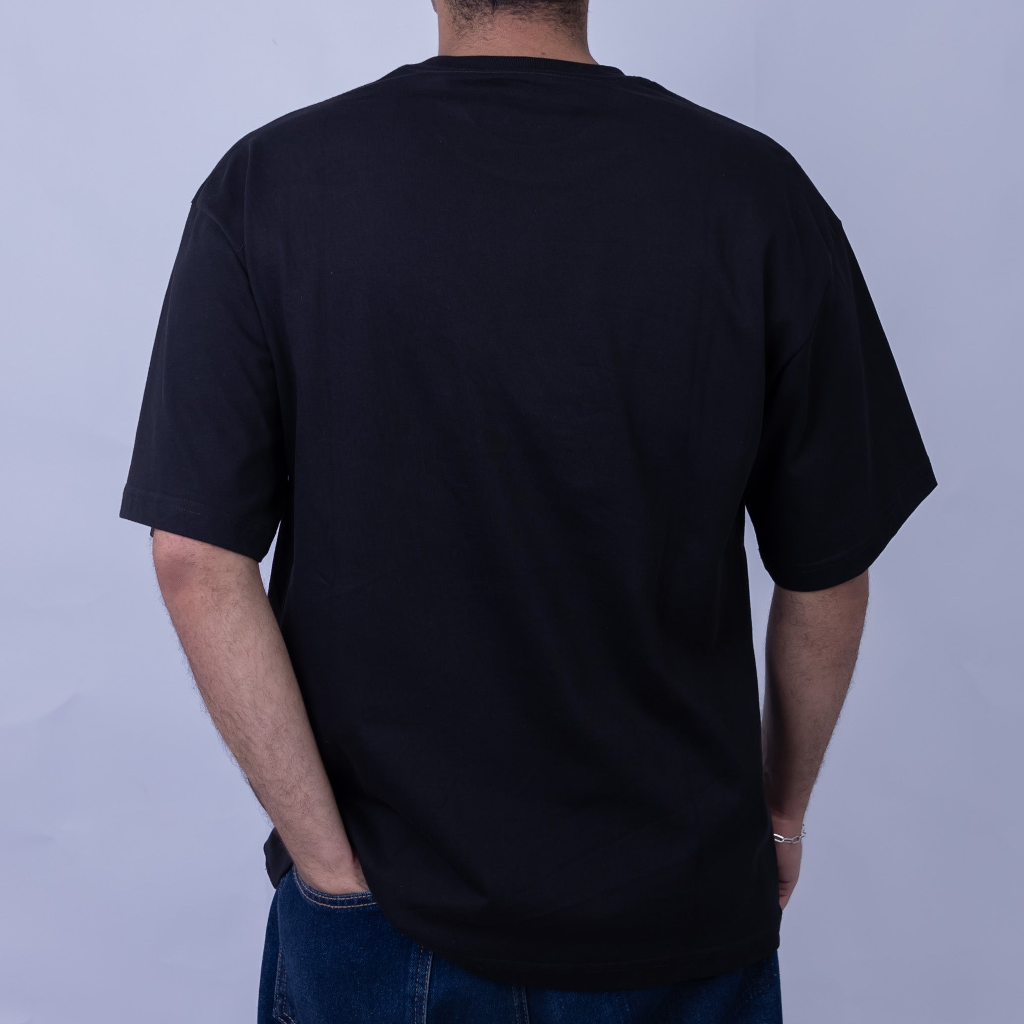 Oversized Men's Cotton Rubber Print Round Neck T-Shirt