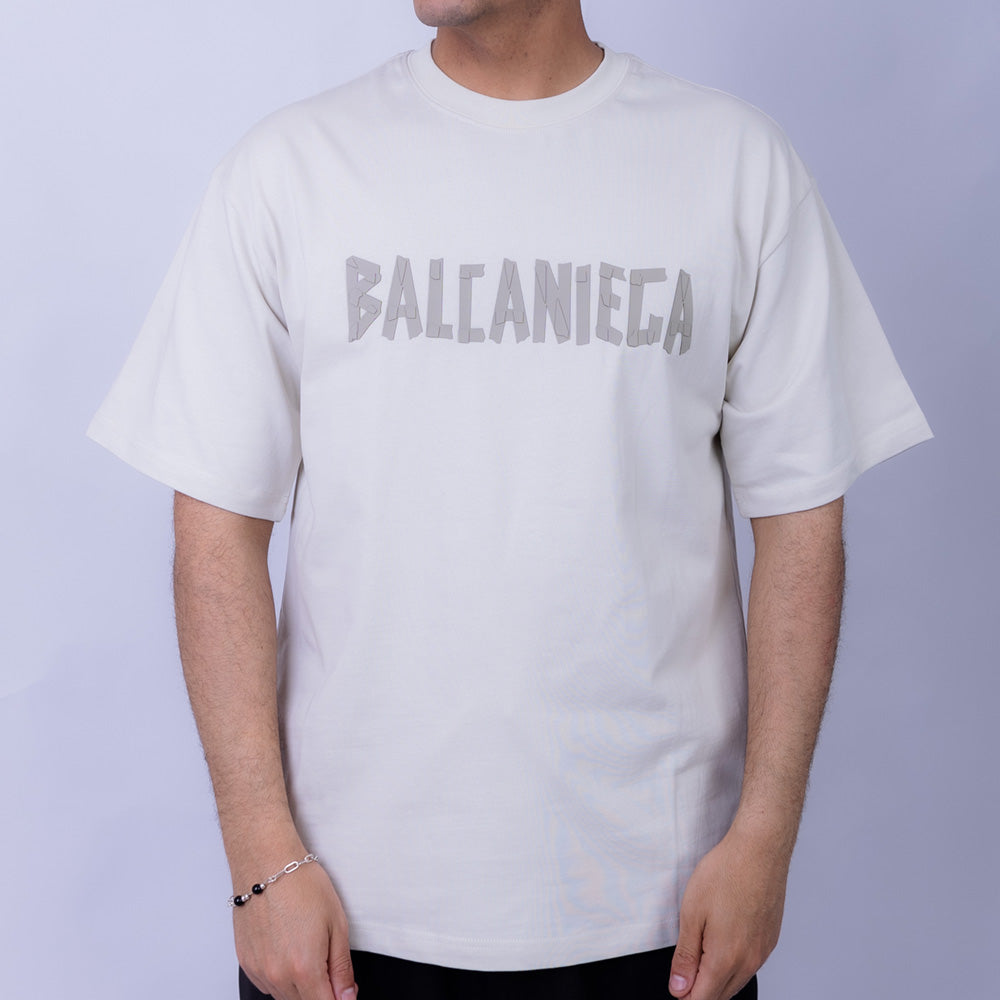 Oversized Men's Cotton Rubber Print Round Neck T-Shirt